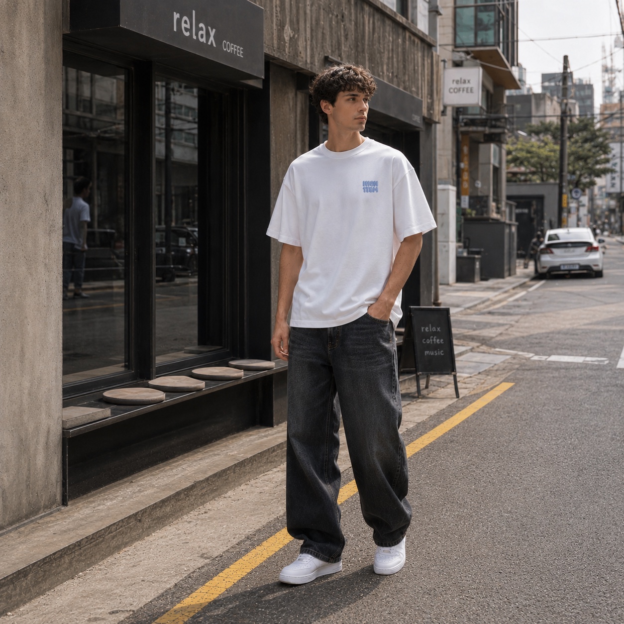 T-SHIRT H1, WHITE BLUE — 4